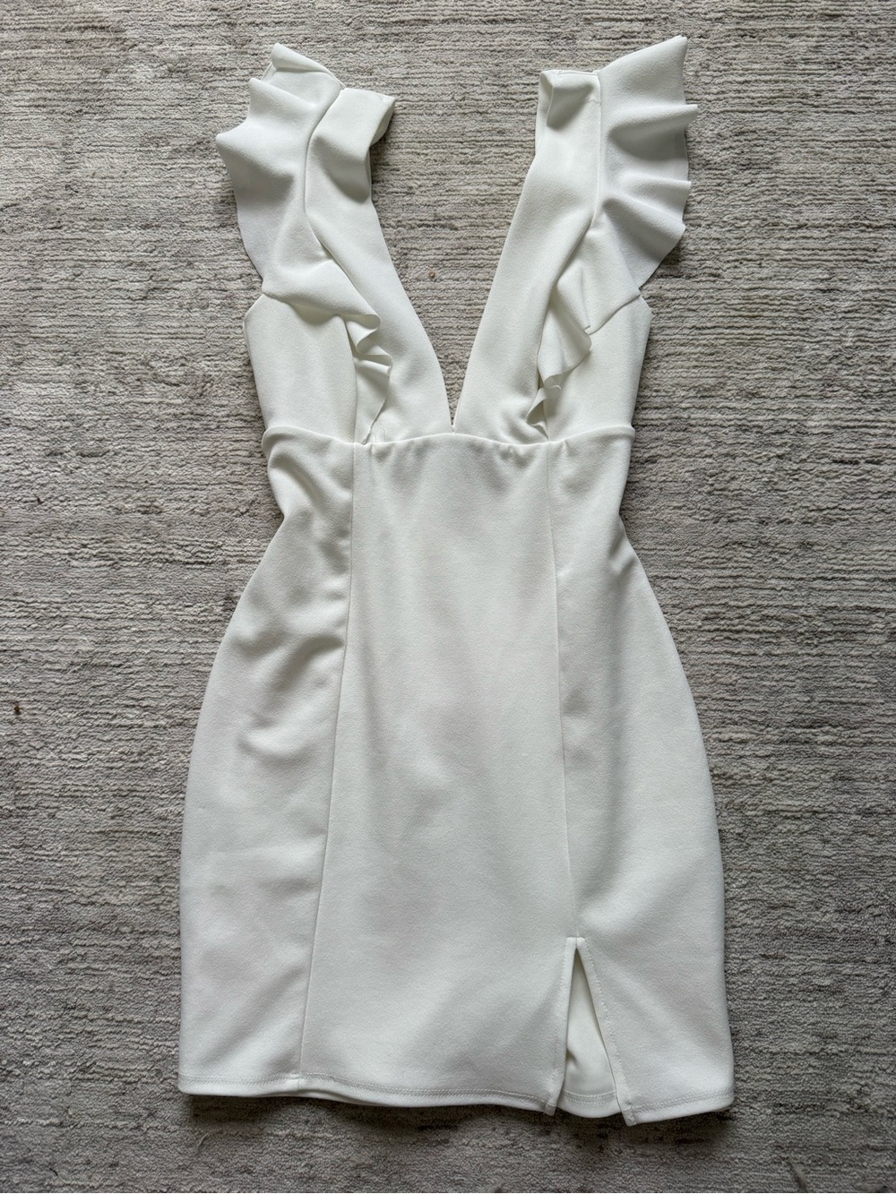 Lulu's White Ruffle V-Neck Mini Dress (Size XS) - Picture 3 of 5